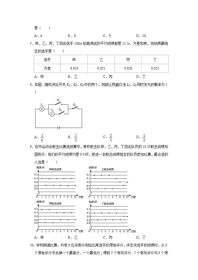 2021年(广东省考卷)中考数学复习专题测试卷-----统计与概率(含答案)02