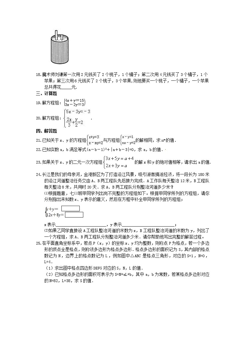 人教版数学七年级下册《二元一次方程组》单元测试题(含答案)03