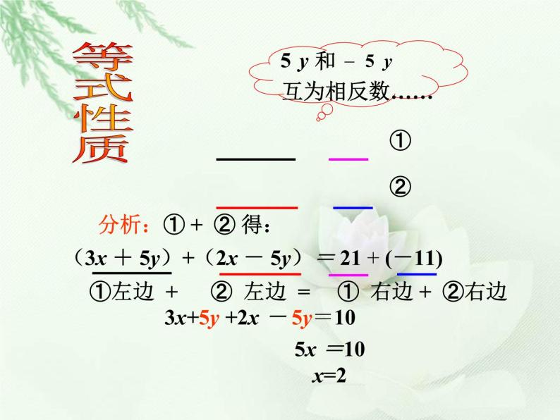 华东师大版七年级下册数学7.2 《加减法解二元一次方程组》课件(共15张PPT)06