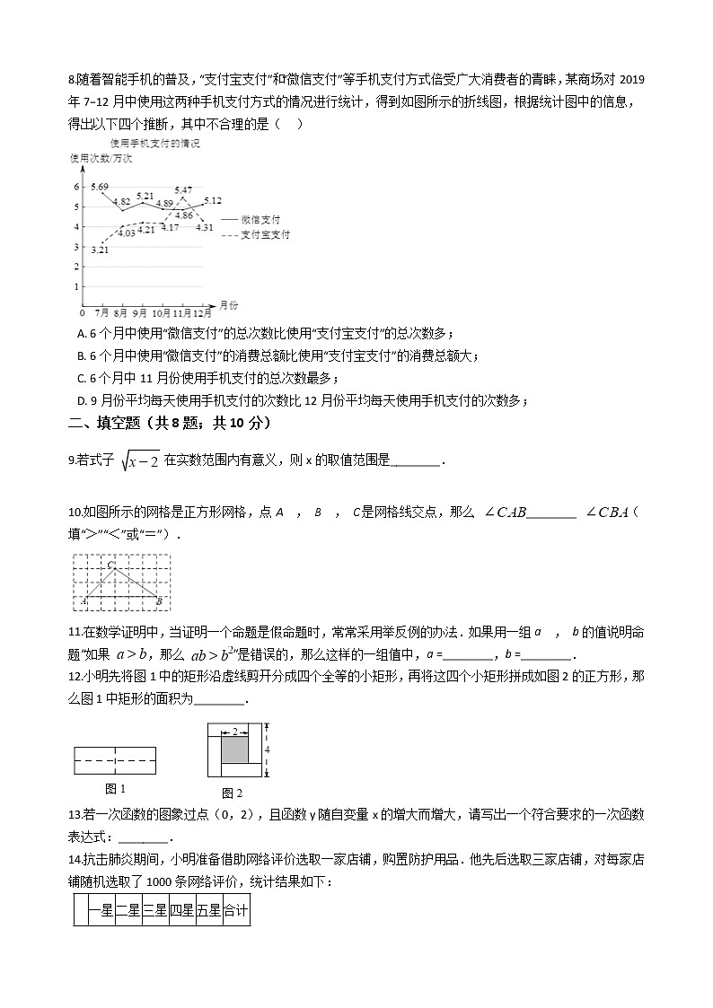 北京市门头沟区2021年中考数学一模试卷附答案第2页
