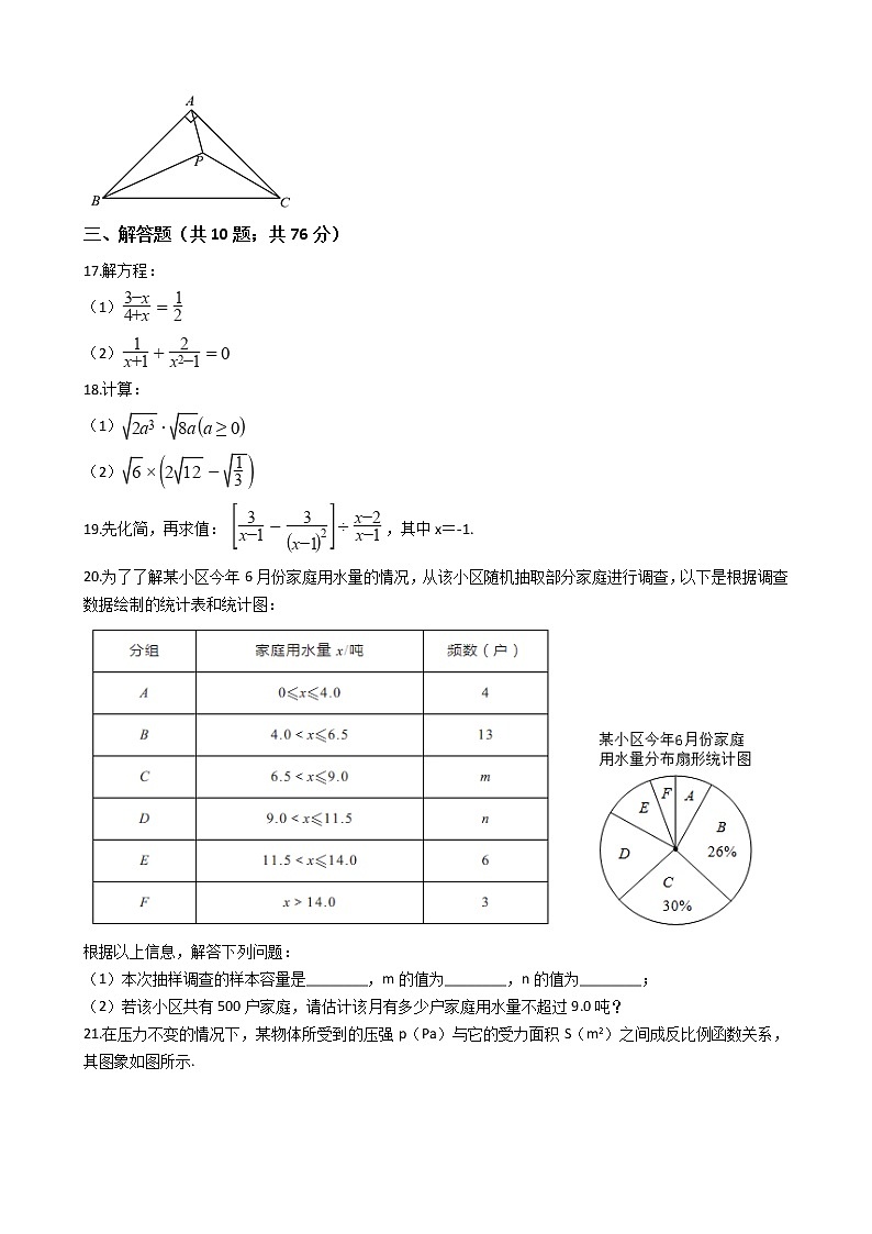 江苏省南京八年级下学期数学期末考试试卷03