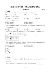 2021年上海市黄浦区中考数学一模卷(配答案)