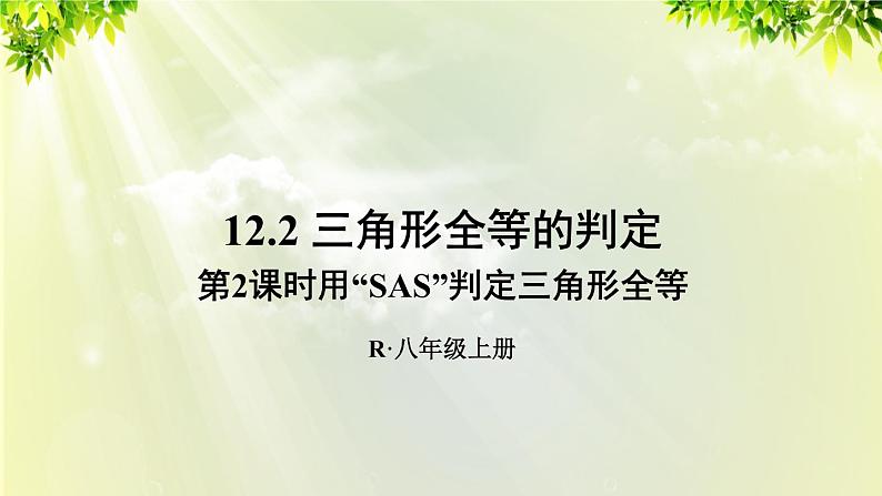 人教版八年级数学上册 第十二章 全等三角形 12.2 全等三角形的判定 第2课时 用“SAS”判定三角形全等 课件01