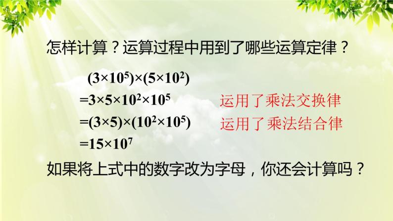 人教版八年级数学上册 第十四章 整式的乘法与因式分解  14.1.4 第1课时 单项式与单项式、多项式相乘课件06