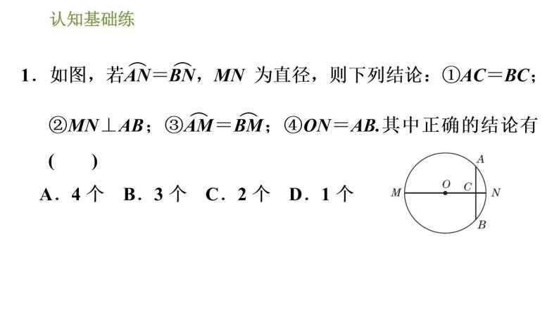 人教版九年级上册数学课件 第24章 24.1.2目标二　垂径定理的推论04