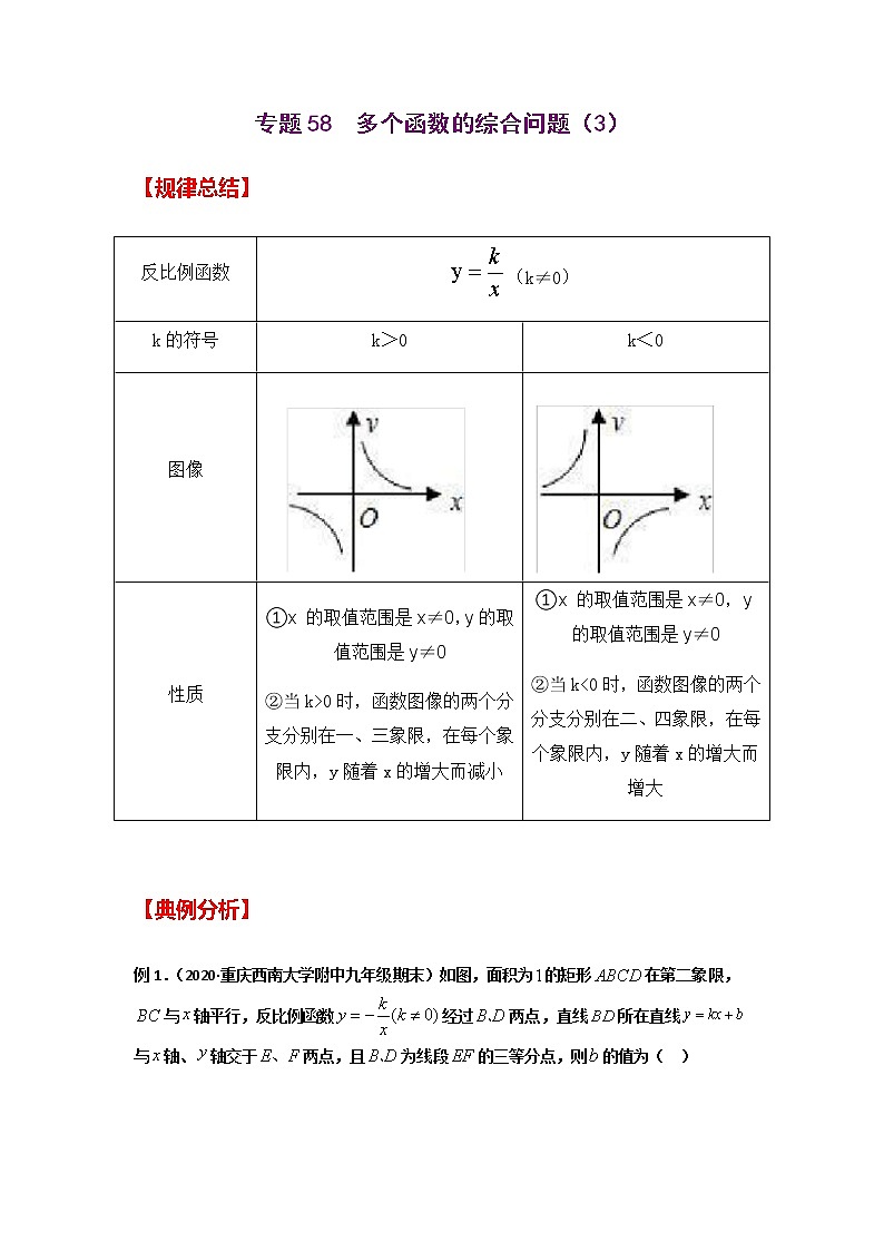 专题58  多个函数的综合问题(3)-2021年中考数学二轮复习经典问题专题训练01