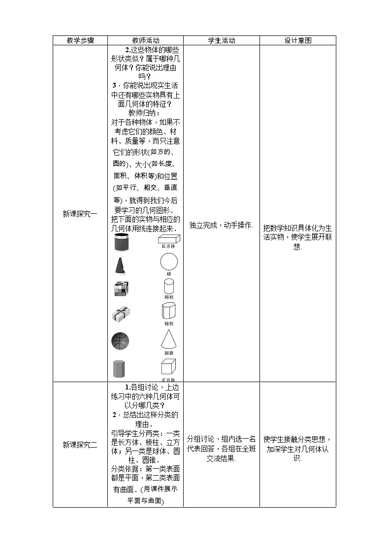 2021秋冀教版七年级数学上册教案:2.1 从生活中认识几何图形第2页