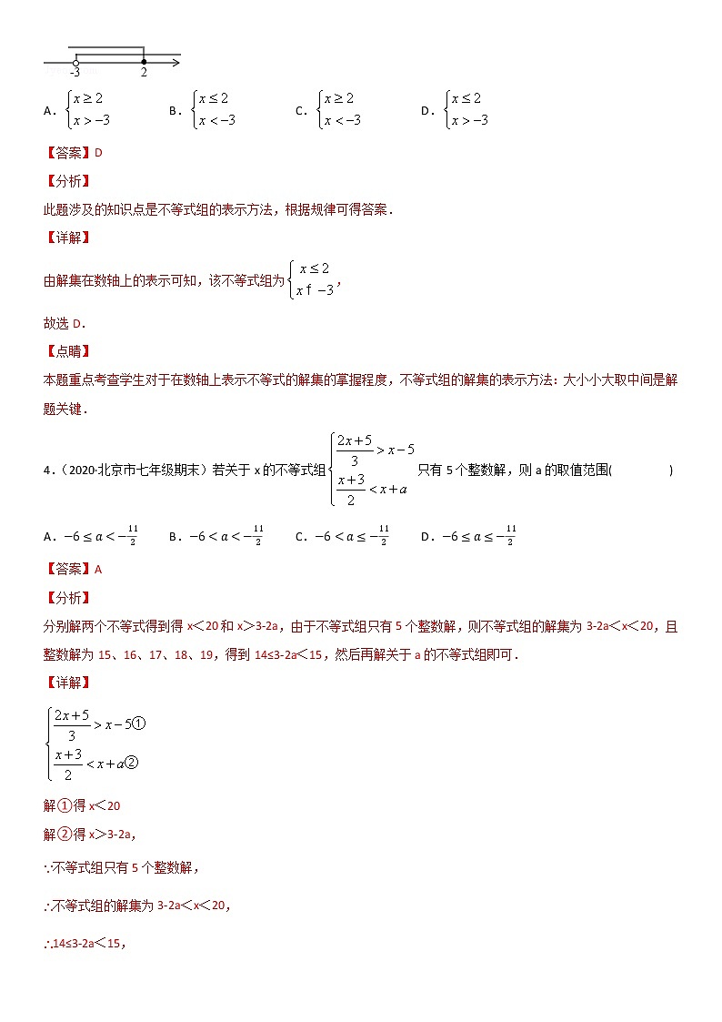 2020-2021学年人教版七年级数学下册期末不等式与不等式组 -章末单元测试02