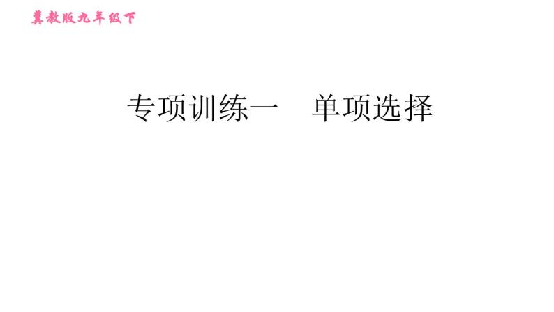 冀教版九年级下册英语课件 期末训练 专项训练一　单项选择01