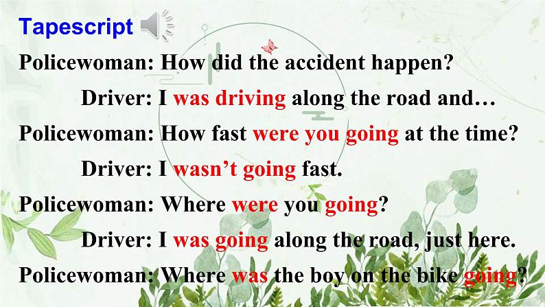 初中英语 外研(新标准)版 八年级上册Module 8 Accidents Unit1 While the lights were changing to red, a car suddenly appeared同步教案 课件 练习07