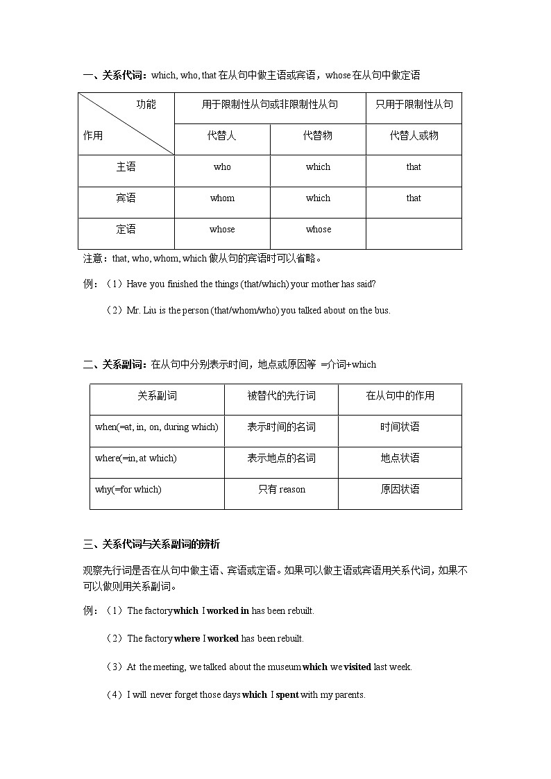 2019-2020学年九年级寒假语法复习-定语从句(无答案)学案第2页
