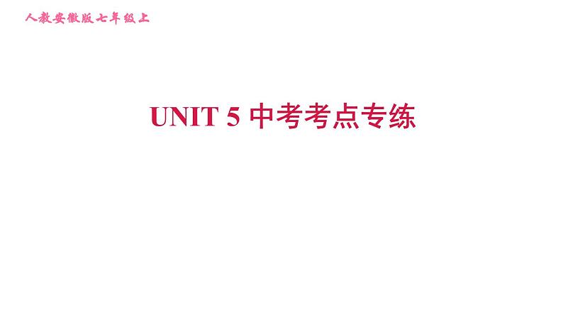 人教版七年级上册英语习题课件 Unit5 中考考点专练第1页