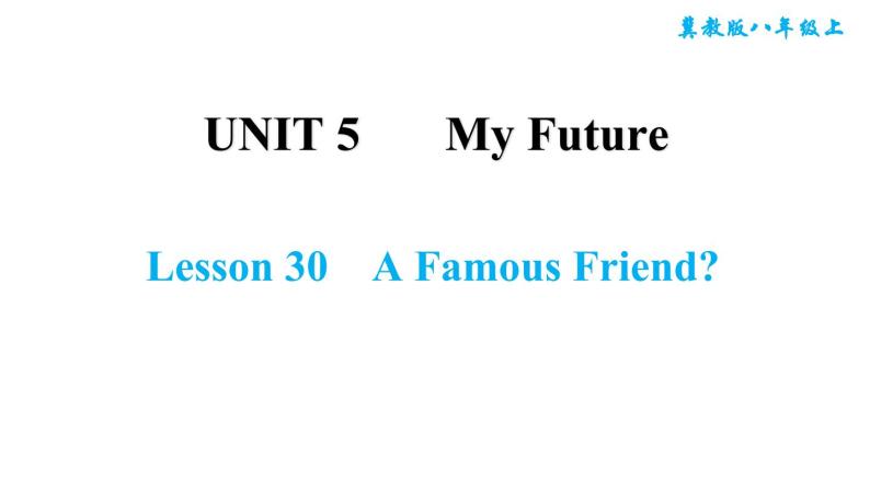 冀教版八年级上册英语习题课件 Unit5 Lesson 30　A Famous Friend01