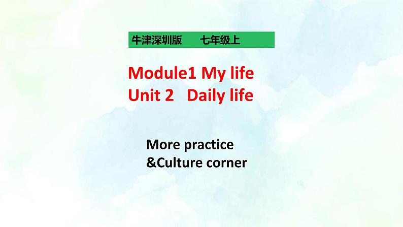 Unit 2 Daily Life More practice& Culture corner (课件+练习+素材)01