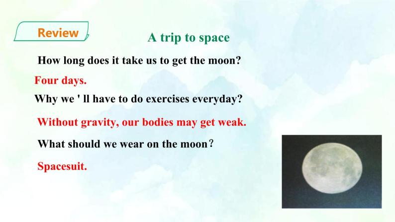 Unit 5 Visiting the moon第四课时教案+课件+习题02