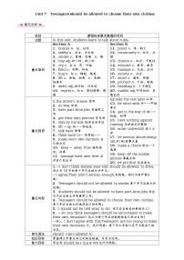 初中英语Unit 7 Teenagers should be allowed to choose their own clothes.综合与测试教案