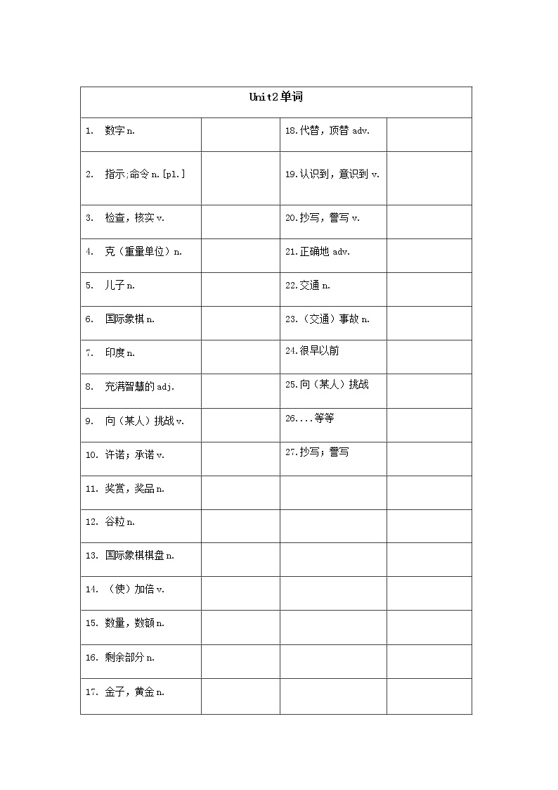 牛津深圳版八年级上册Unit1-Unit8课后单词短语默写过关检测(无答案)02