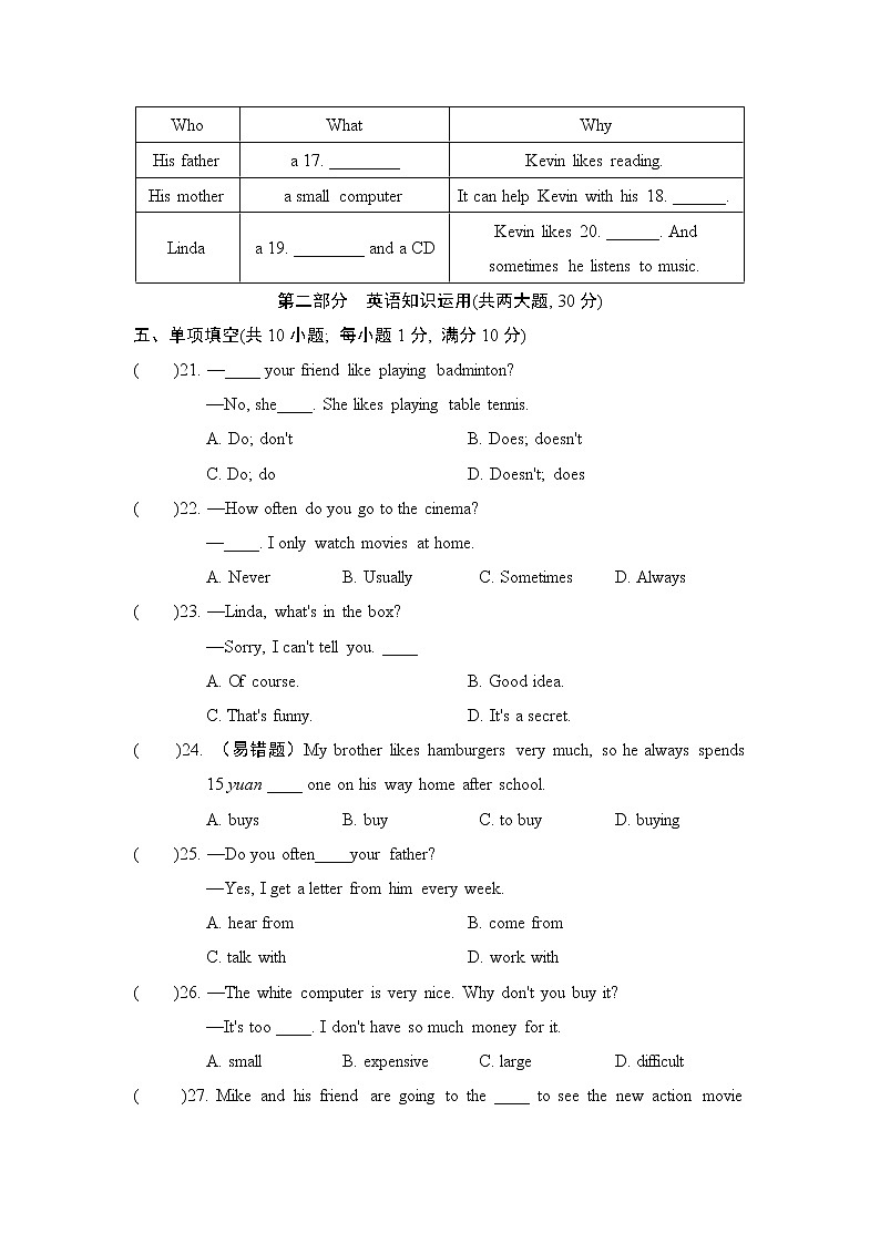 外研版七年級上冊英語 Module 8 達(dá)標(biāo)測試卷第3頁