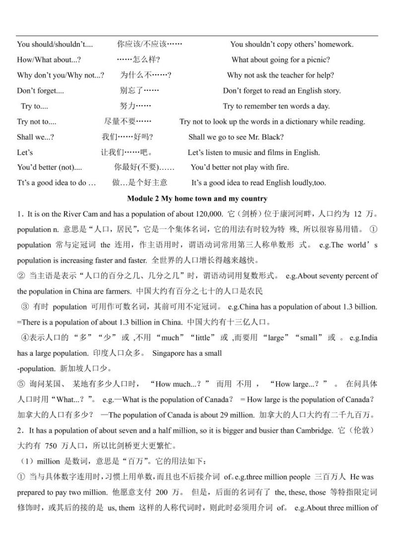 外研版英语八年级上册Module1-Module12 预习知识清单练习题03