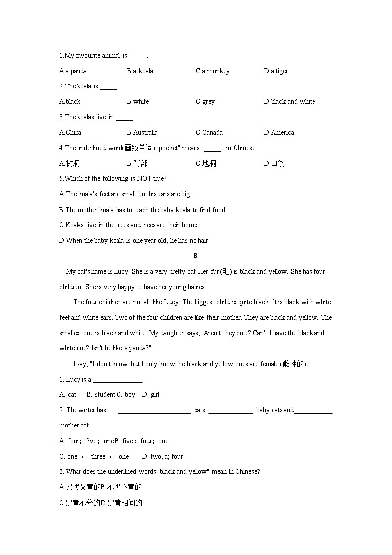 Module 6 B卷 能力提升_2021-2022学年外研版七年级上册英语单元测试AB卷03
