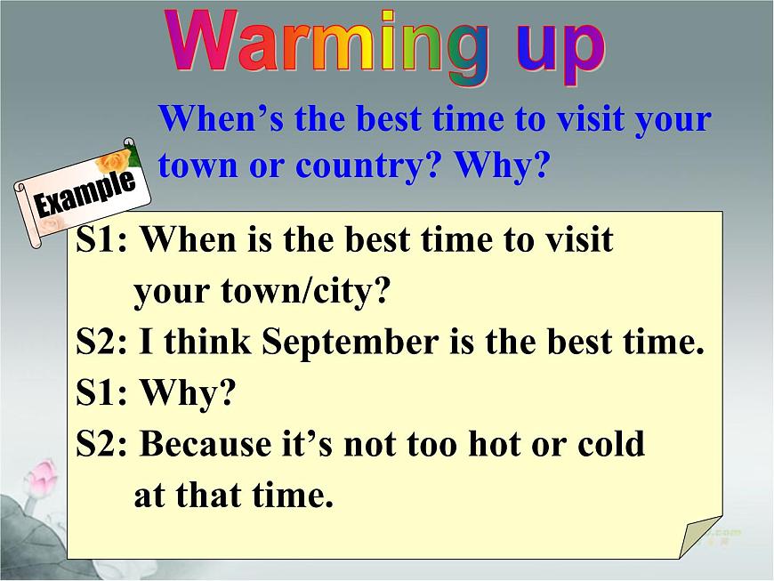 外研版八年級英語上冊 Module 10 The weather Unit 2 The weather is fine all year round課件第5頁