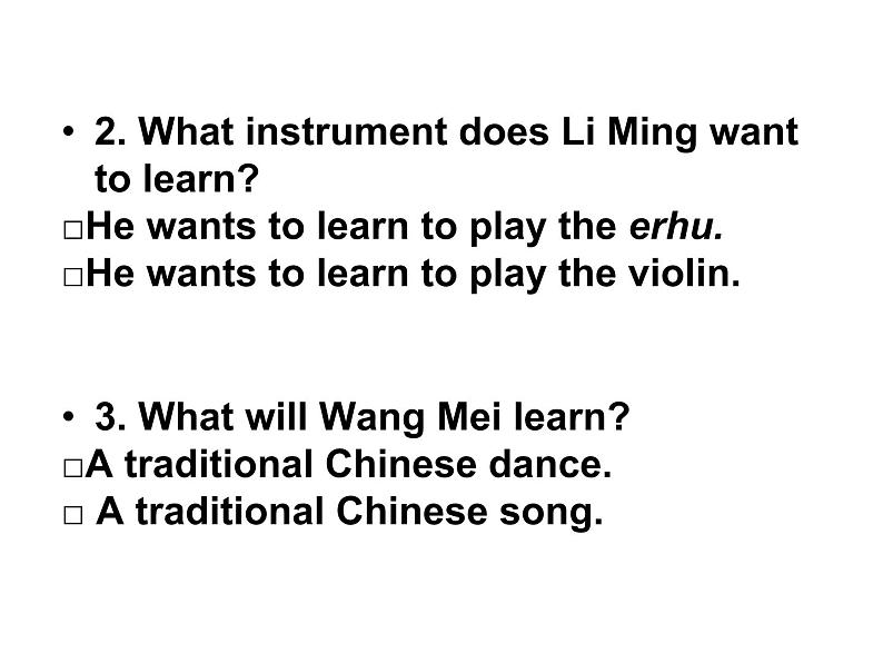 (新)冀教版七年级英语下册Unit+2+Lesson+10+Music+and+Dance课件08