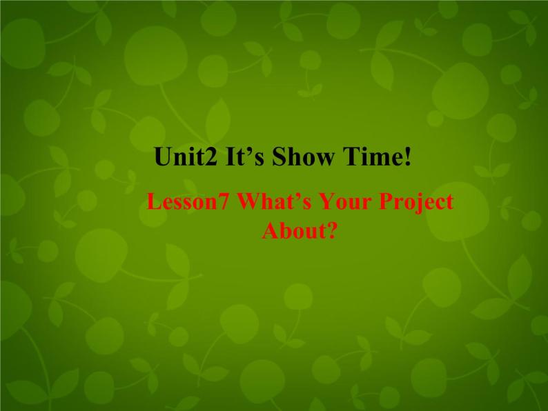 Unit 2 It’s Show Time Lesson 7 What's Your Project about课件 （新版）冀教版七年级下册01
