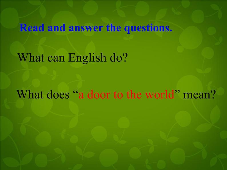 Unit 5 I Love Learning English Lesson 29 A Door to the World课件 (新版)冀教版七年级下册08