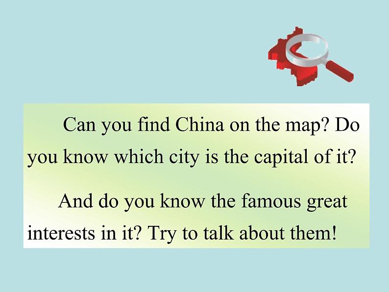 冀教版英语七年级上册 Unit 8 Countries around the World Lesson 45 China 课件第4页