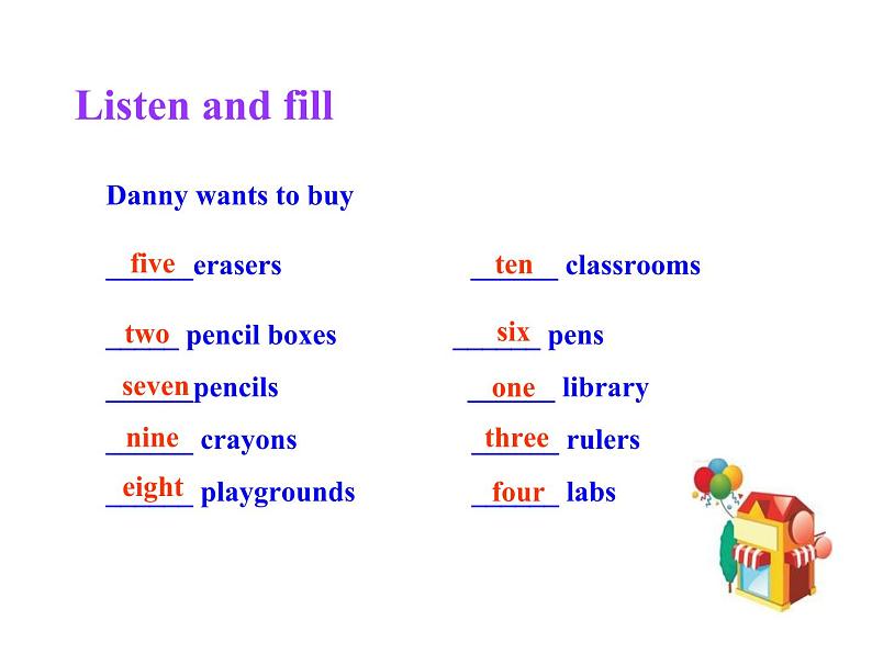 七年级英语上册 Unit 1 School and Friends Lesson 6 Things for School课件 (新版)冀教版第5页