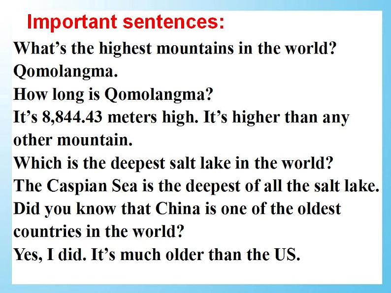 人教版英语八年级下册Unit 7 What’s the highest mountain in the world?SectionB2 课件+教案+同步练习+导学案+素材05