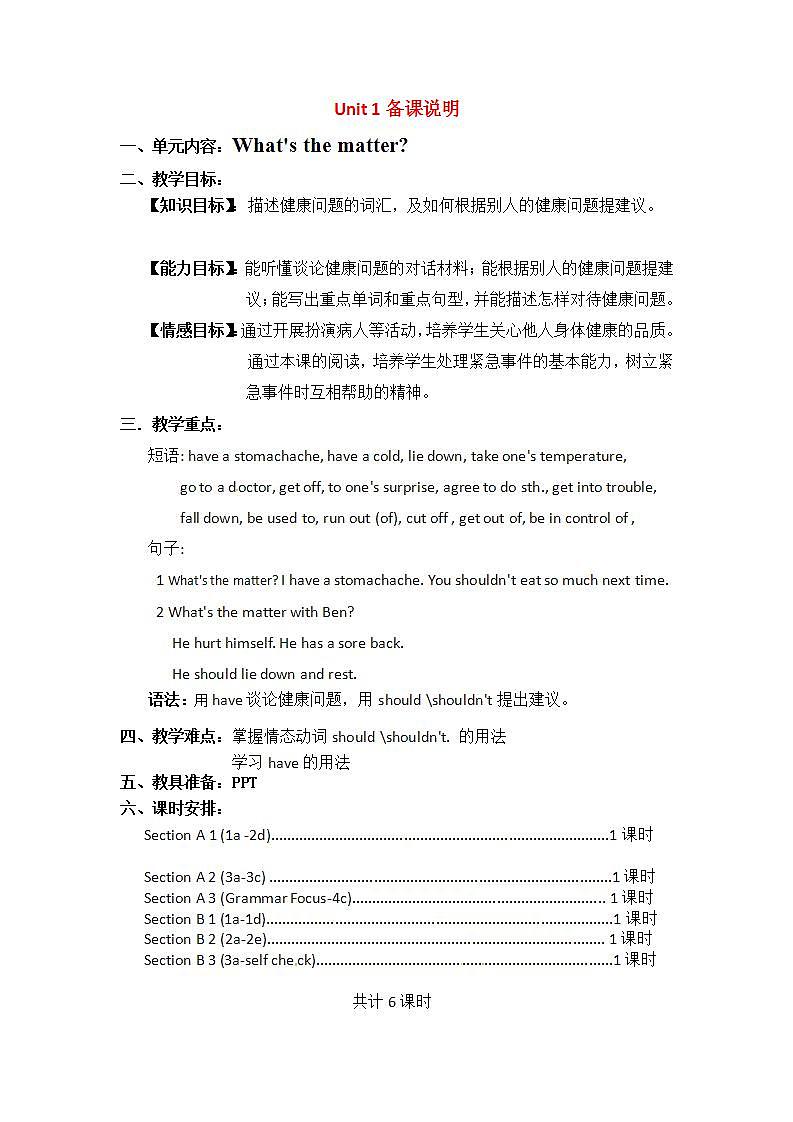 人教版英语八年级下册 Unit1 What’s the matter  SectionB2 课件+教案+同步练习+导学案+素材01