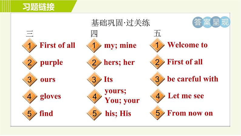 外研版七年级下册英语 Module1 Period 1 Unit 1 A 习题课件第3页
