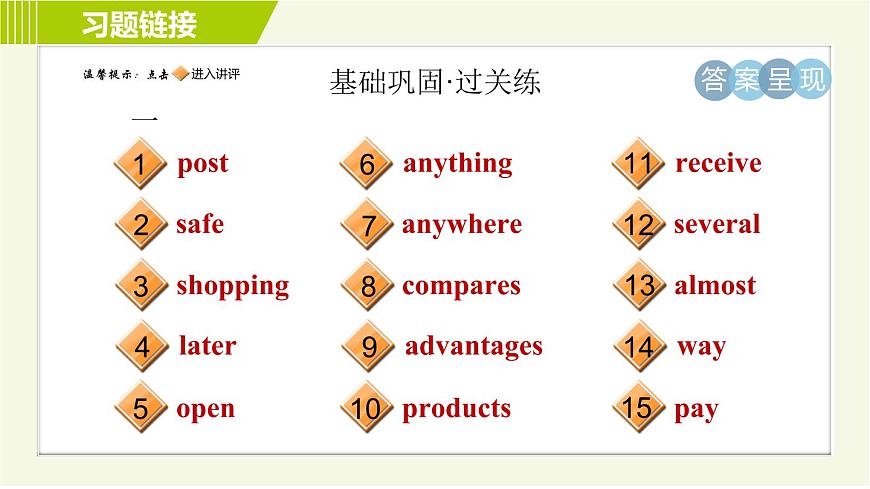 外研版七年級(jí)下冊(cè)英語(yǔ) Module5 Period 3   Unit 2 A 習(xí)題課件第2頁(yè)