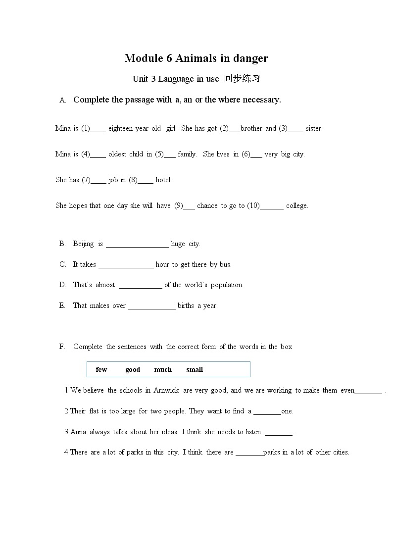初中英语 外研（新标准）版 八年级上册Module 6 Unit 3 Language in use课件+教案+同步练习（含答案）01