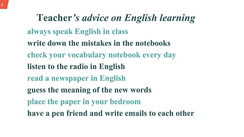 初中英语 外研(新标准)版 八年级上册Module 1 How to learn English Unit 3 Language in use教案+课件+同步练习(含答案)04