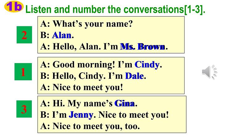 七上Unit 1 My name 's Gina. Section A 1a-2c 课件(19张PPT)第7页