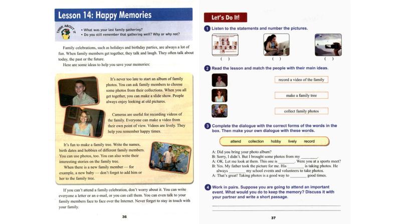 Lesson 14 Happy Memories课件 2021-2022学年翼教版英语八年级上册01