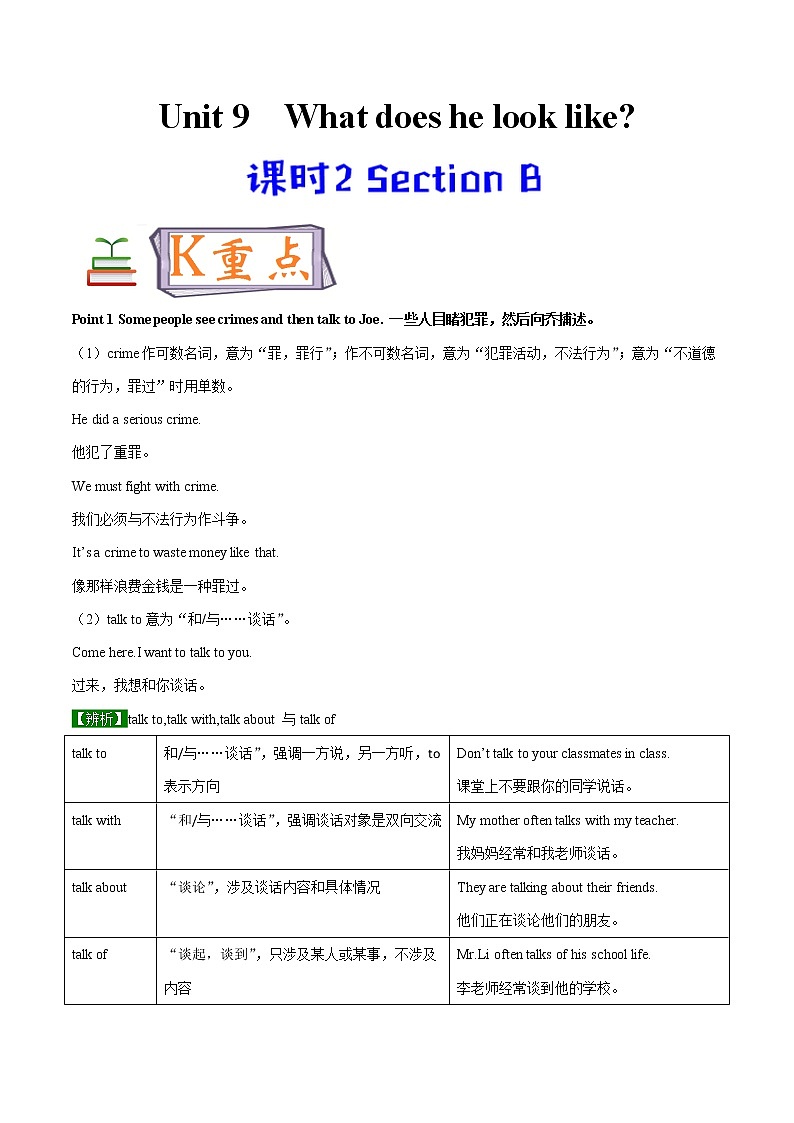 专题9.2 What does he  look like   Section B01