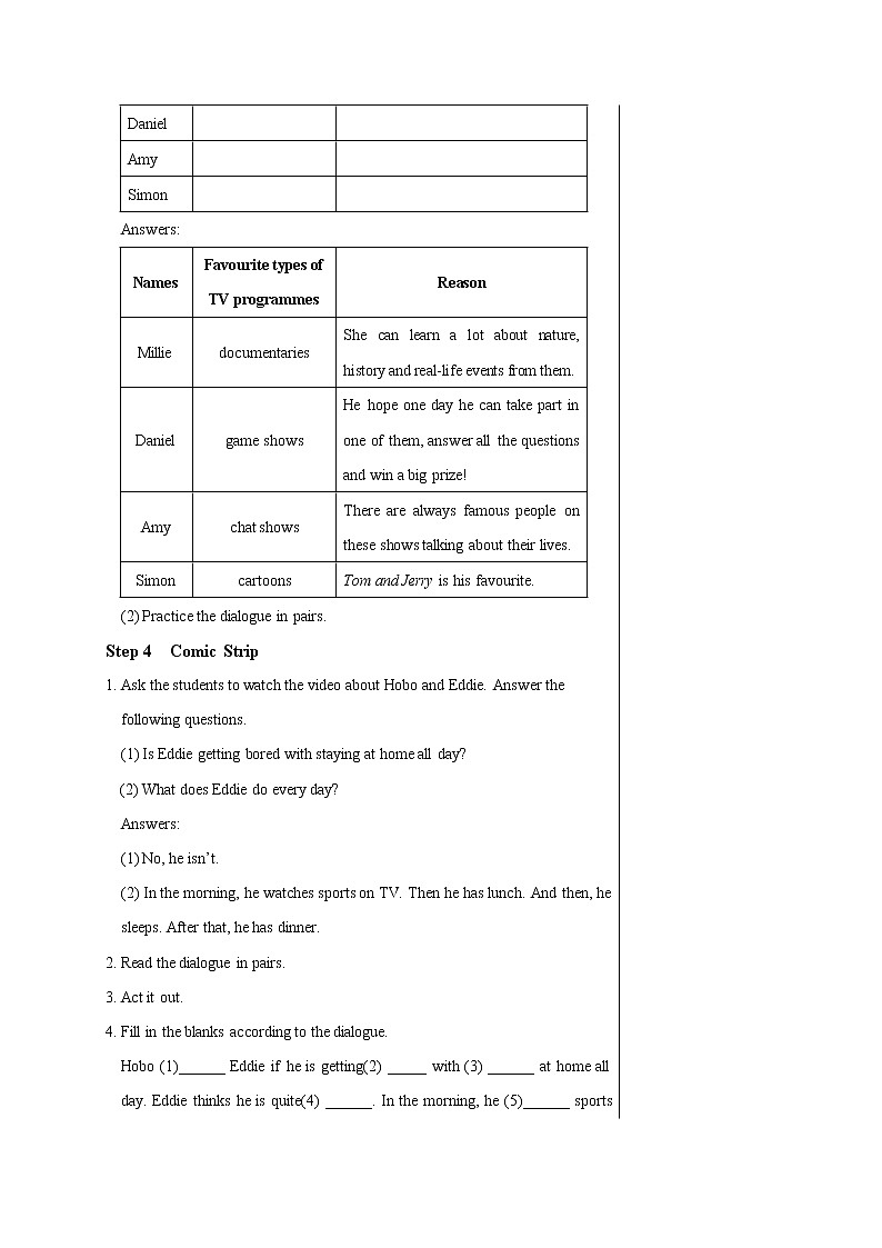 Unit 6 TV programmes Comic strip & Welcome to the unit 教案 初中英语牛津译林版九年级上册(2021年)第3页