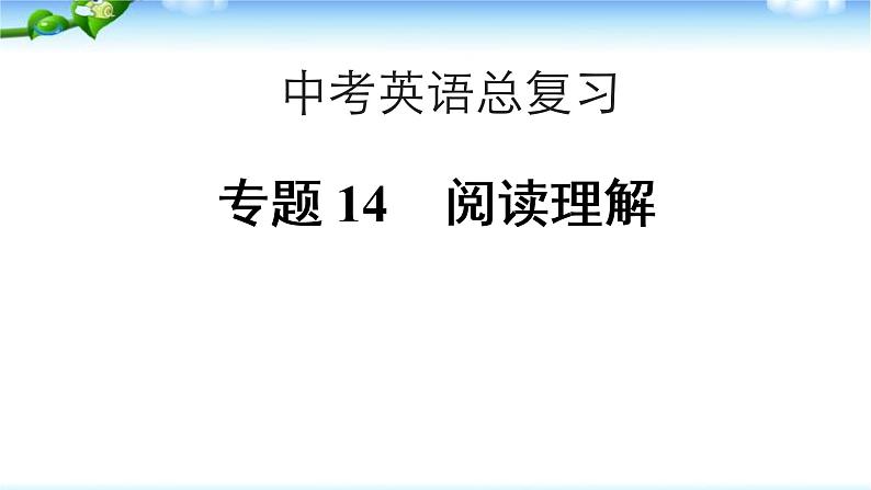 中考英语总复习阅读理解 完 美 版课件PPT01