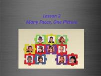 英语Lesson 2 Many Faces, One Picture背景图ppt课件