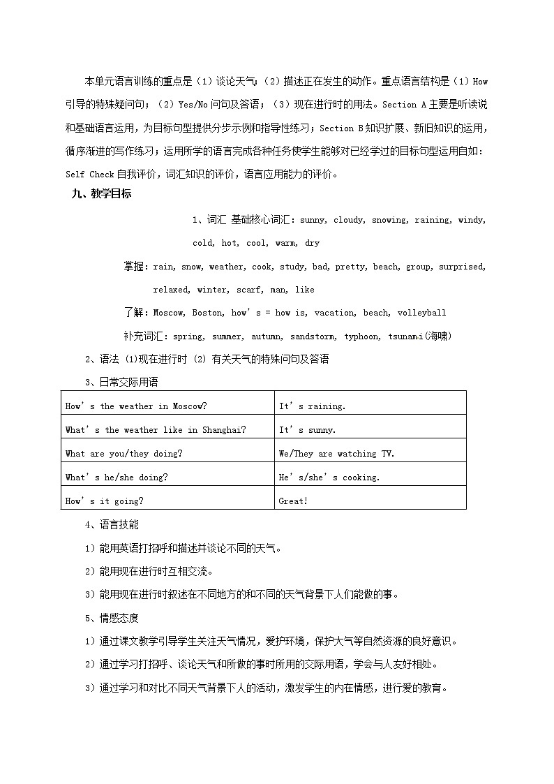 江苏省灌云县四队中学七年级英语下册《Unit 7 Its raining》教学设计 (新版)人教新目标版02