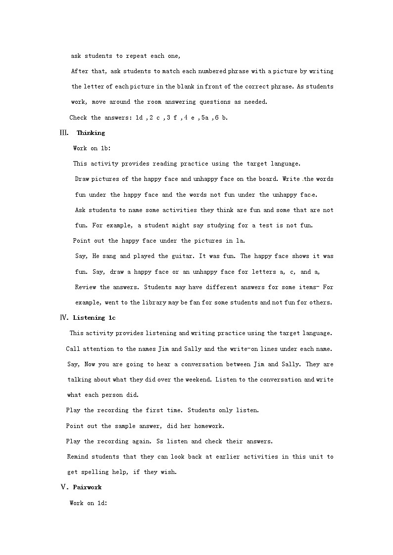 七年级英语下册 Unit 12 What did you do last weekend(Section B 1a-2c)教案 (新版)人教新目标版第2页