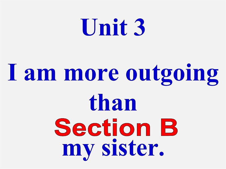 广西平南县上渡镇大成初级中学八年级英语上册 Unit 3 I’m more outgoing than my sister period 3课件第1页