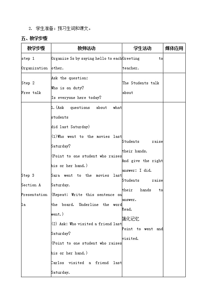 八年级英语上册 Unit 1 Where did you go on vacation?教案302