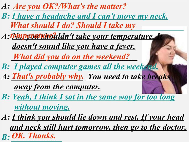 八年级英语下册 Unit 1 What’s the matter(Section A 3a-4c)课件04