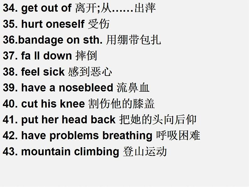 八年级英语下册 Unit 1 What’s the matter课件04
