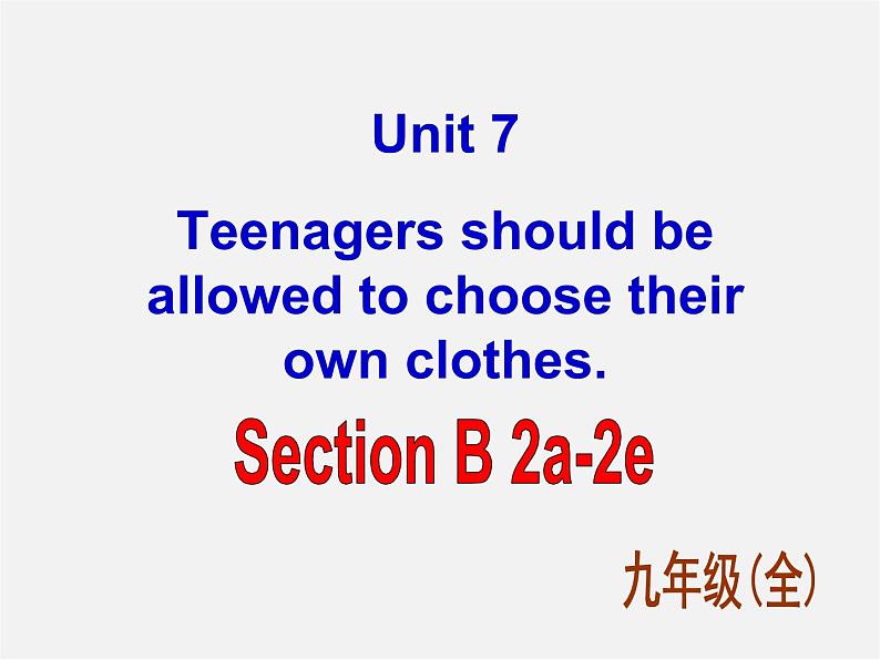 九年级英语全册 Unit 7 Teenagers should be allowed to choose their own clothes Section B 2课件第1页