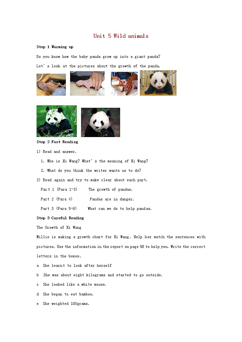 江苏省泰兴市西城初级中学八年级英语上册 Unit 5 Wild animals Reading教案101